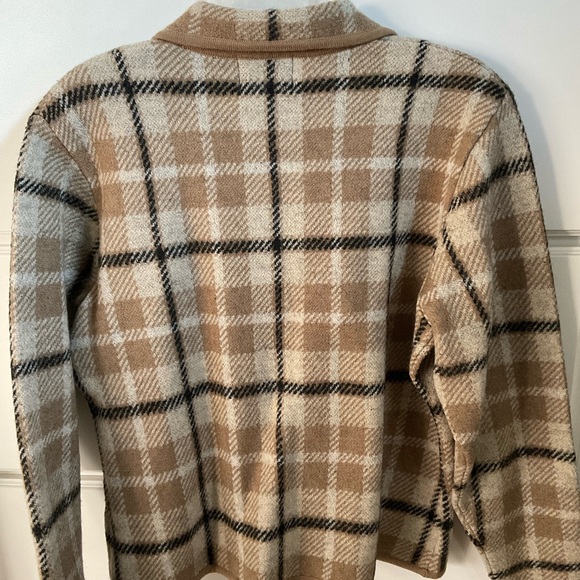 Merino wool suit jacket / blazer.  Tan, cream and black color. - Picture 2 of 4